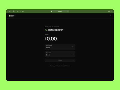 Scale ✳ Bank Transfer bank transfer clean crypto dashboard design figma finance pixel-perfect transfer ui ux web3