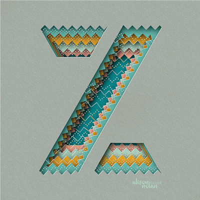 Z for zig zag 36 days of type design hand drawn letter hand lettering illustrated letter illustration letter z monogram papercut procreate