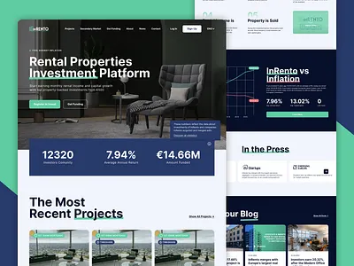 InRento - platform for rental property investing design design agency finance investment landing page mortgage rental trustworthy ui uxui