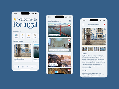Portugal Travel Guide App Design adventure app design mobile app mobile design planning portugal product design travel travelling ui vacation app