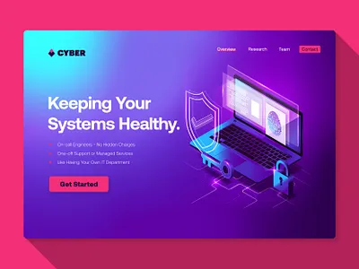 Cybershield - Web Design Security Company 2d blockchain cctv cybersecurity encryption fintech flat design flat illustration hacking landing page modern programming trendy ui design uiux ux design vector web design