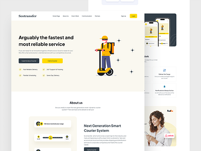 Scotransfer Landing Page bike clean courrier delivery design electric bike landing landing page landingpage order scooter transfer transport ui ux web