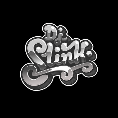 DJ Slink Logotype chrome dance design dj fun graphic design house letters logo logotype music party producer script typography vector