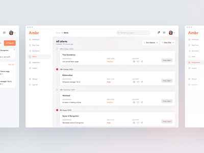 Ambr - Leading tool for identifying workplace stress indicators clean dashboard design flat graphs logo modern orange typography ui ui design user experience user interface ux ux design web web app web application website