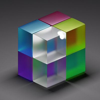 Cube blender design glass graphics logo psd
