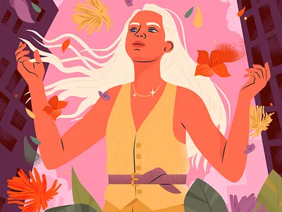 Nature in the city city colorful editorial editorial illustration fashion female character illustration photoshop spring summer urban vector woman