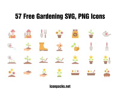 57 Free Gardening And Farming SVG, PNG Icons free resources freebies icon pack icon set icons png icons svg icons