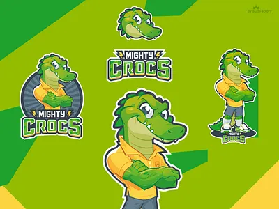Mighty Crocs Brand Identity cartoon logo corporate mascot illustration illustrative logo mascot character mascot design mascot logo sport logo sport mascot