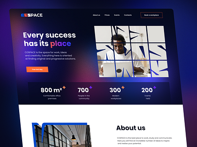 Coworking Website 👨‍💻 branding color concept cowork design elements form gradient graphic design landing linear logo typography ui ux vector website wokr