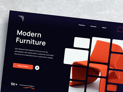 Furniture Website 🛋 branding concept design fashion furniture furniture shop graphic design hero section home page landing logo orange shop shopping typography ui ux vector web website