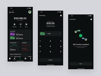 Finance Management Mobile App | UI design app ui bills expenses finance finance app finance app ui financial investment money online payment sent stress ui design