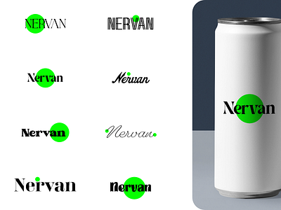 Nervan beverage branding graphic design mockup packaging design typeface typography vector