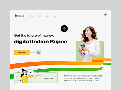 Product page: The Digital Rupee or E-Rupee is a tokenise app design illustration typography ui ux vector
