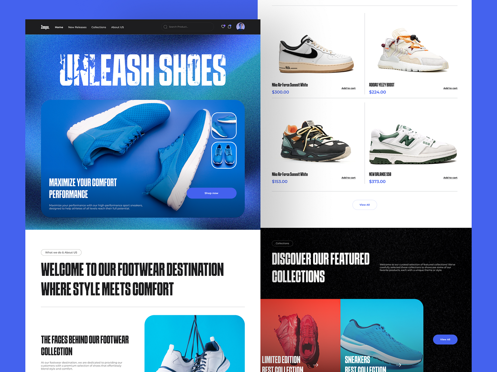 Nike adidas shoes landing page website - light mode by George Chichua ...