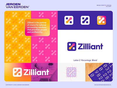 Zilliant - Logo Design accountant brand identity design brand pattern branding creative logo creative logo design gradient logo lettering lettermark logo logo grid logo pattern monogram percentage style guide typography design visual identity design z