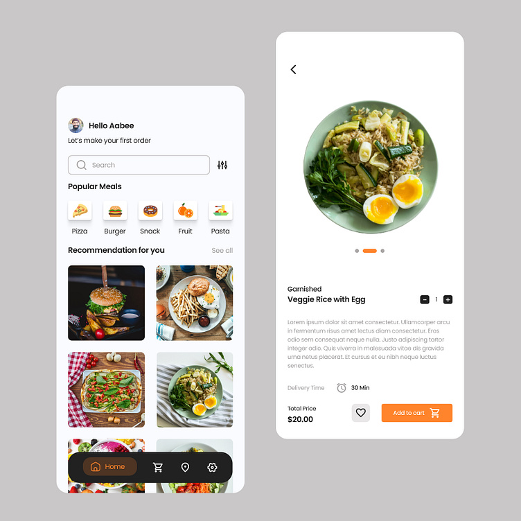 FOOD APP DESIGN by Abasiye Ibrahim on Dribbble