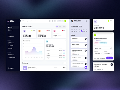 Tima Management Platform 🕔 app branding calendar dashboard data design logo manager platform time management time tracking typography ui ux web web design website