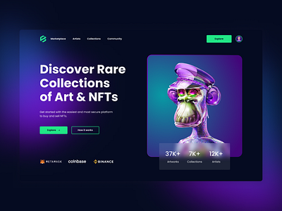 NFT Platform 👾 blockchain crypto design landing landing page nft nft design typography ui ux web web design website