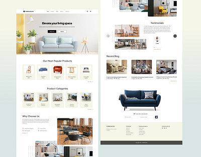 Furniture website landing page graphic design ui