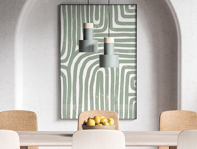 Abstract Painting abstract decoration design green illustration interior design mockup painting