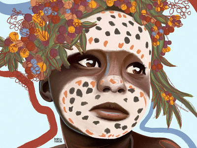 Ilustration suri tribe, ethiopia aesthetic colourful illustration digital drwa illustration ipda kid painting procreate suri tribe travel tribe
