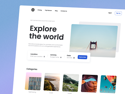 Travel Website 🏔 branding design explore graphic design landing logo travel traveling typography ui ux web design website