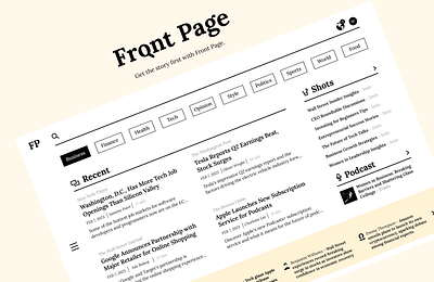 Front Page 2d app articles breaking news business dashboard design feed highlights minimal news news app news website newsletter newspaper publishing read sport ui design ux