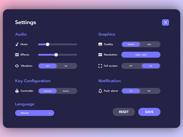 Settings UI designs, themes, templates and downloadable graphic ...