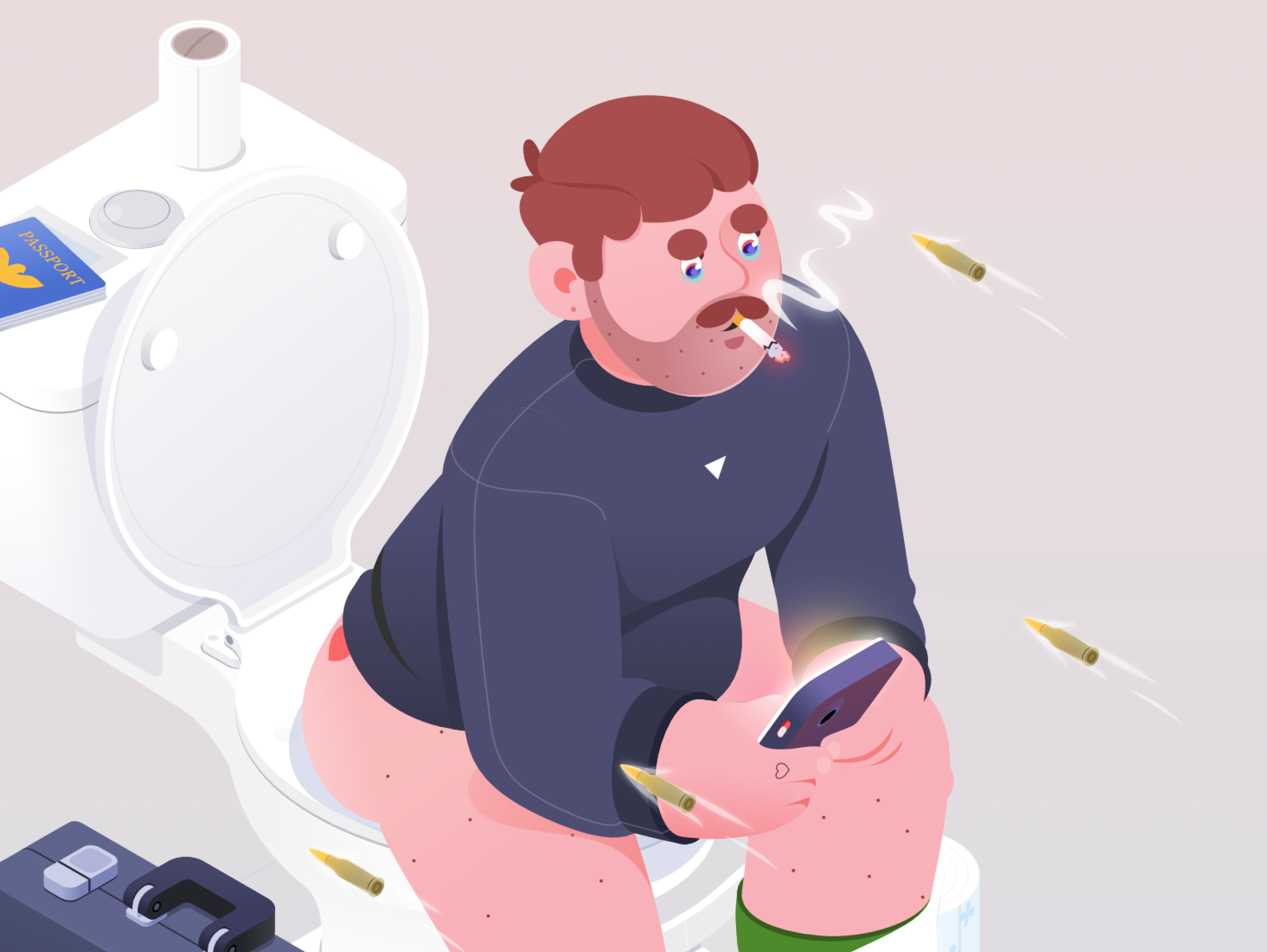 War Happens affinity character conflict earth illustration isometric peace rboy rocketboy toilet war