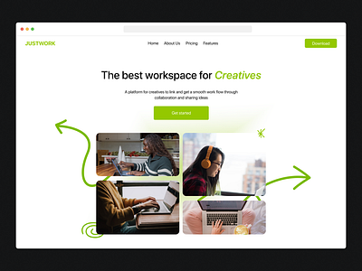 Justwork - Hero section daily ui dailyux design figma hero section ui ux
