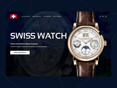 The first screen of the website for the watch store concept design first screen graphic design ui watch