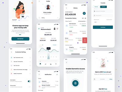 Fintech App Design app budgeting app design figma finance fintech money transfer personal finance transaction history trending ui ux