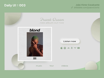 Daily UI 002 - Landing Page (Album) | Joao Victor Cavalcante album animation dailyui design graphic design landing page music ui ux