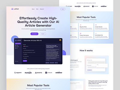 Ai Article Generator website agency ai ai bolg aitools articlegenerator artificial intelligence bolggenerator copywriting design machine learning saas saas product ui ux web website