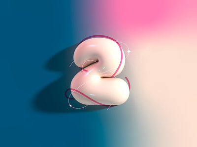 Two Smooth 3d adobe bloated blue bubblegum cast digital illustration illustrator line muti pearl pink render shadow shiny smooth sparkle swoosh