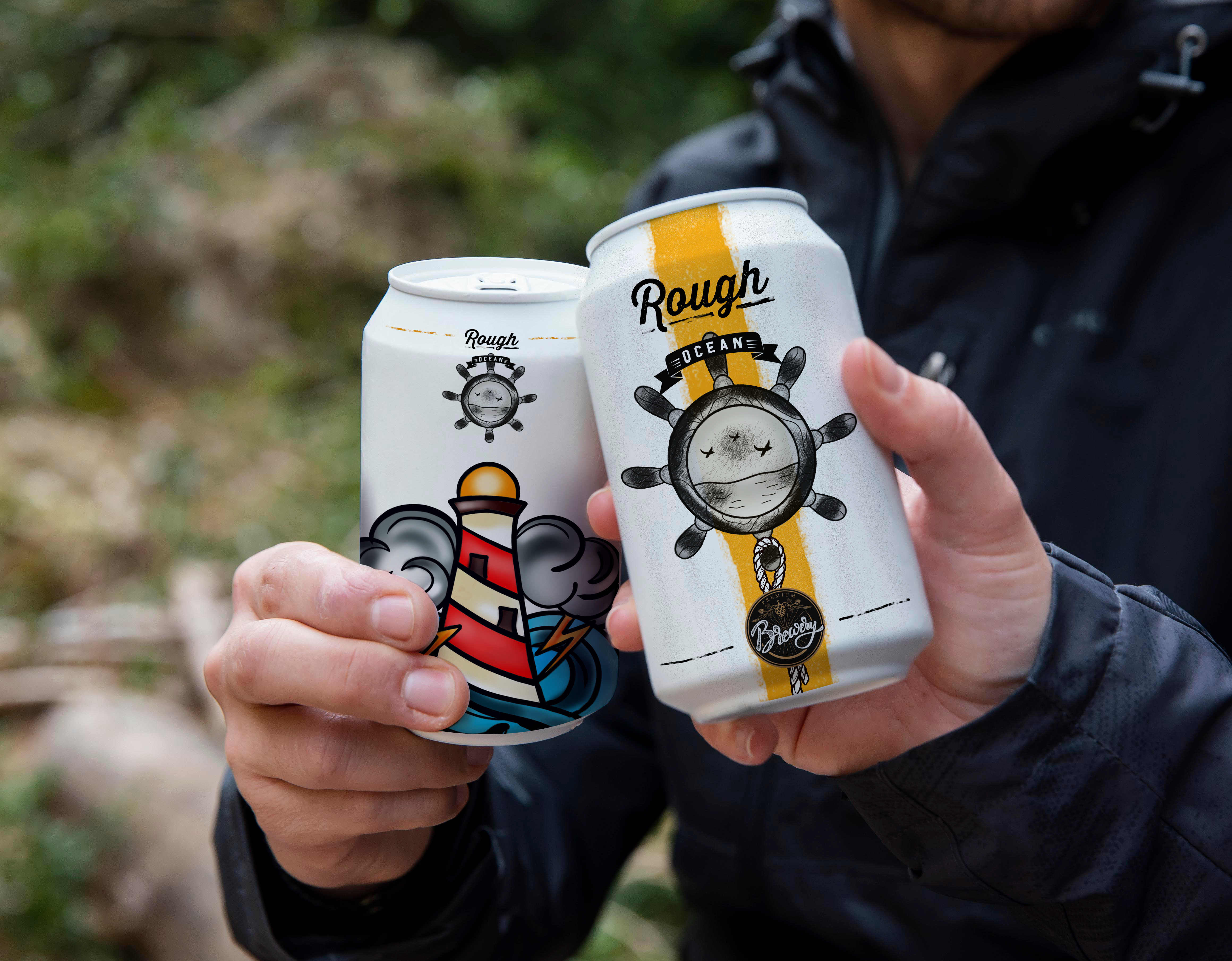 Rough Ocean Beer art artist beer beer old school beverage brewery can can beer design drink illustration illustration art label beer logo old school label procreate retro vintage