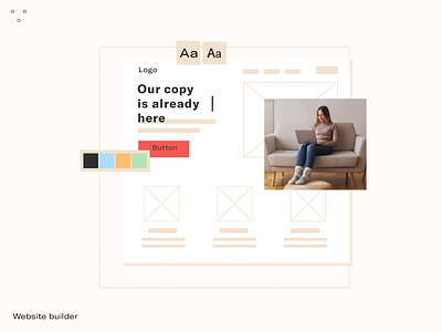 Website builder 2d collage flat graphic design il illustration interface photo platform simple ui
