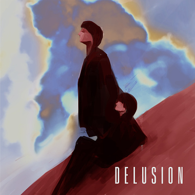 DELUSION - ALBUM COVER advertising album cover cover art digital art drawing graphic design illustration music music production music promotion painting single cover spotify artwork ui up cover