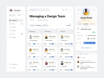 Dashboard app clean dark dashboard design designer hr interface kanban managment table theme ui ux web