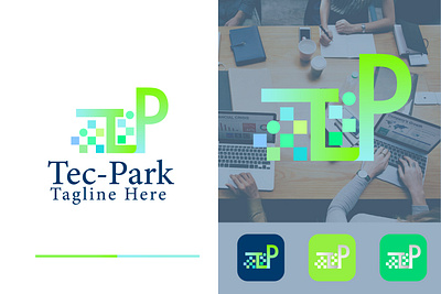 Tec-Park Logo(unused) app icon app logo best logo branding graphic design illustration letter p letter t logo logo design logo for sale modern logo tech logo tech park logo technology techonology logo