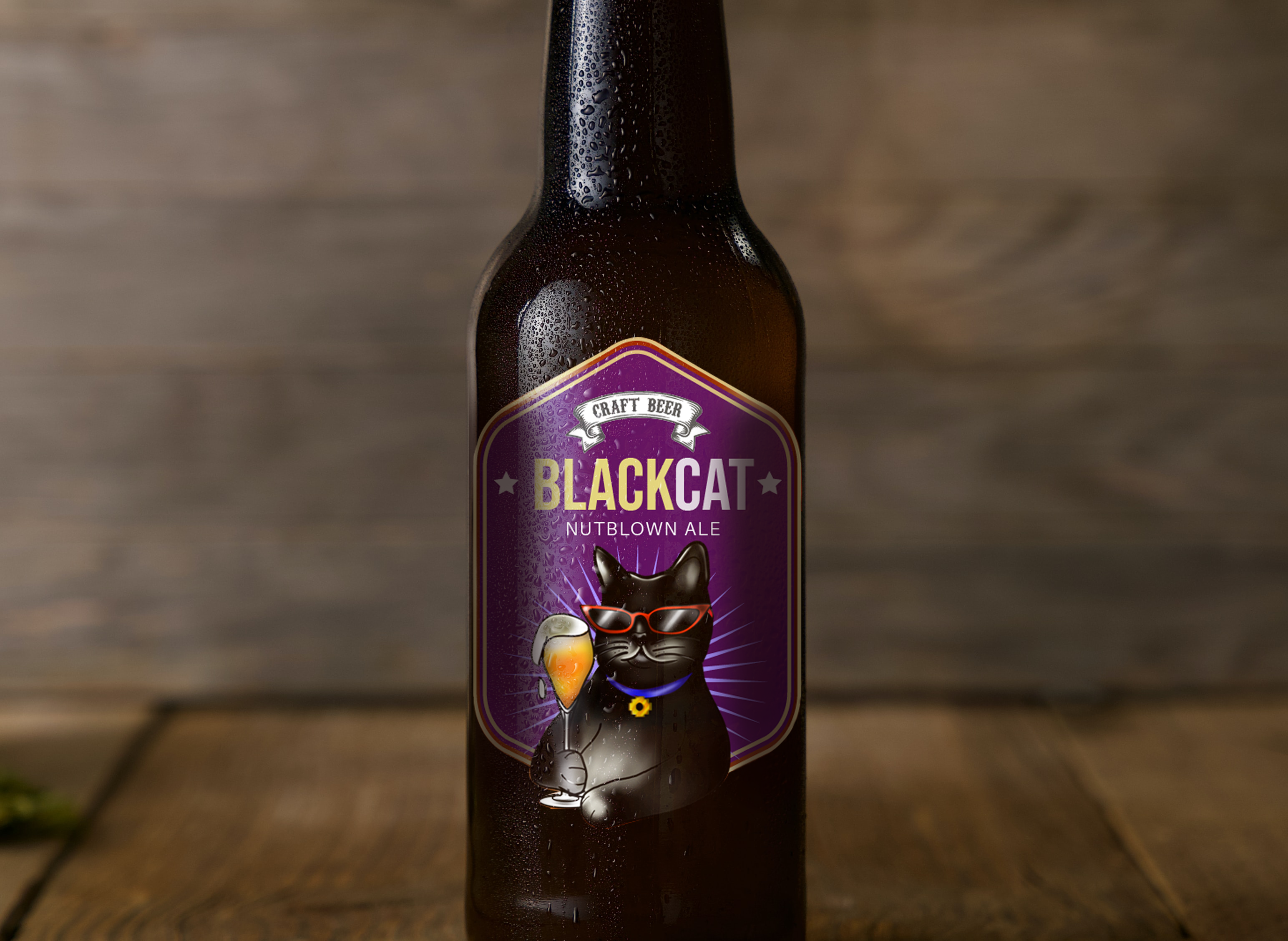 BLACKCAT BEER art artist beer label beverage bottle beer bottle label branding brewery cat beer design digital art drink illustration illustration art logo old school procreate retro