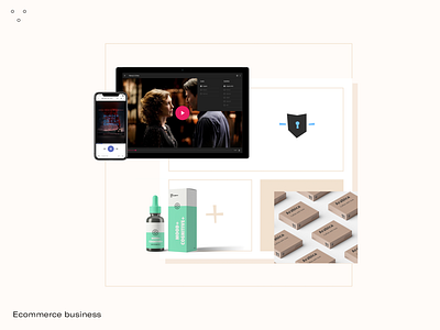 Ecommerce business collage cut device flat graphic design illustration platform product ui