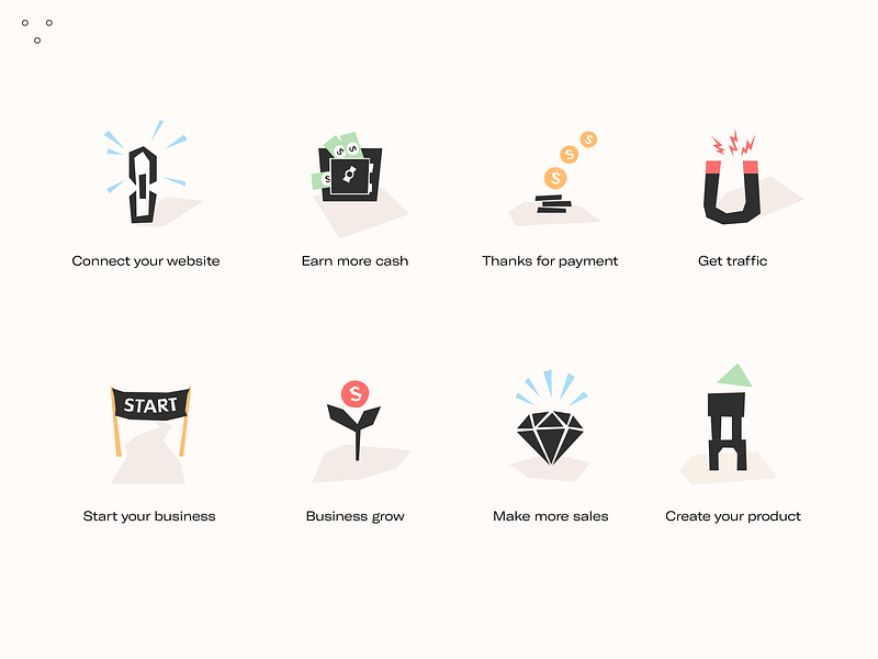 Icons 2d cut diamond flat icons illustration link magnet money safe ui