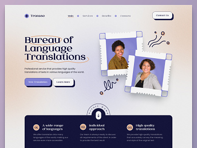 Transso - Language Translation Agency agency bright bureau design hero illustration landing service translation ui ux web