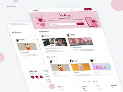 Blog page app branding design illustration ui ux