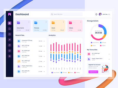 Cloud Storage Dashboard UI Design card cloud computing document drive dropbox explorer file files folder google hosting manager memory progress saas server sharing storage upload