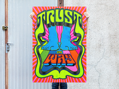 Trust the Way colorful design illustration lettering psychedelic retro sixties typography vector vintage