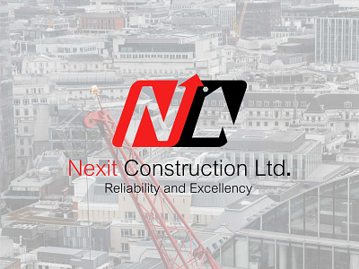 Logo Design Nexit Construction Ltd. beautiful font branding construction logo design graphic design logo ui vector