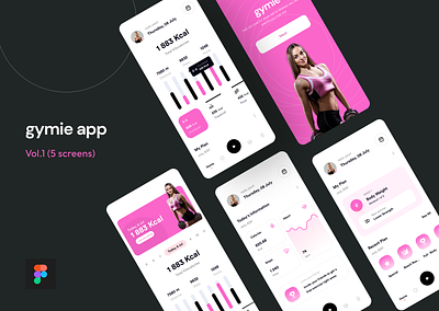 Gym Fitness App UI Kit - Part 01 (Home Screen) android app app body fitness app clean design figma fitness fitness app design girl fitness girl gym gym gym app design ios app mobile app design ui ui design uiux design uiux designs ux design