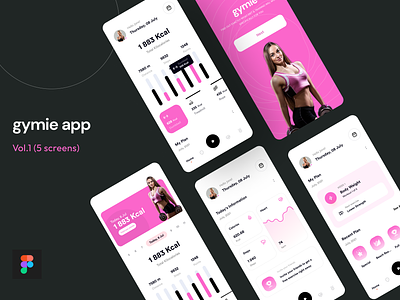 Gym Fitness App UI Kit - Part 01 (Home Screen) android app app body fitness app clean design figma fitness fitness app design girl fitness girl gym gym gym app design ios app mobile app design ui ui design uiux design uiux designs ux design